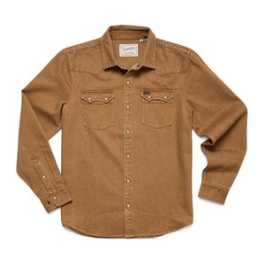 Howler Brothers Dust Up Denim Long Sleeve Shirt Men's in Owens Oaker Wash